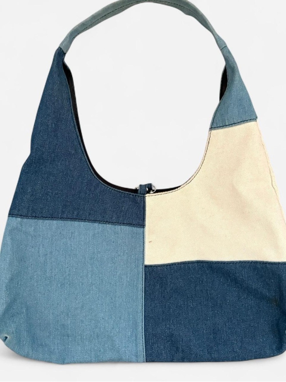 Patchwork Denim & Cream Y2K Shoulder Bag